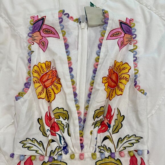 FARM Rio Off-White Floral Insects Euroflax™ Premium Linen Maxi Dress - NWT -- XS - Picture 5 of 7